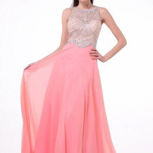High Neck Lace Bodice Evening Dress CD8733